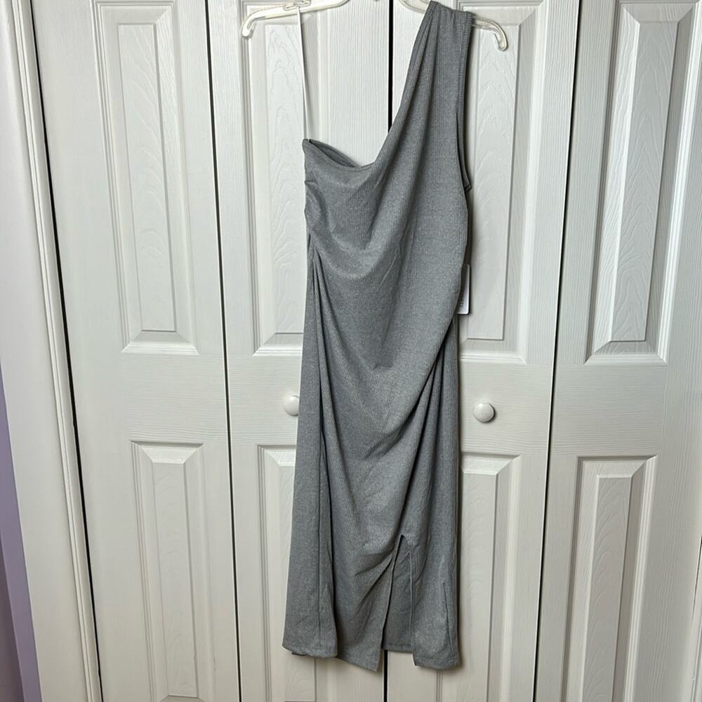 Six Fifty One Shoulder Ribbed Dress Gray Large